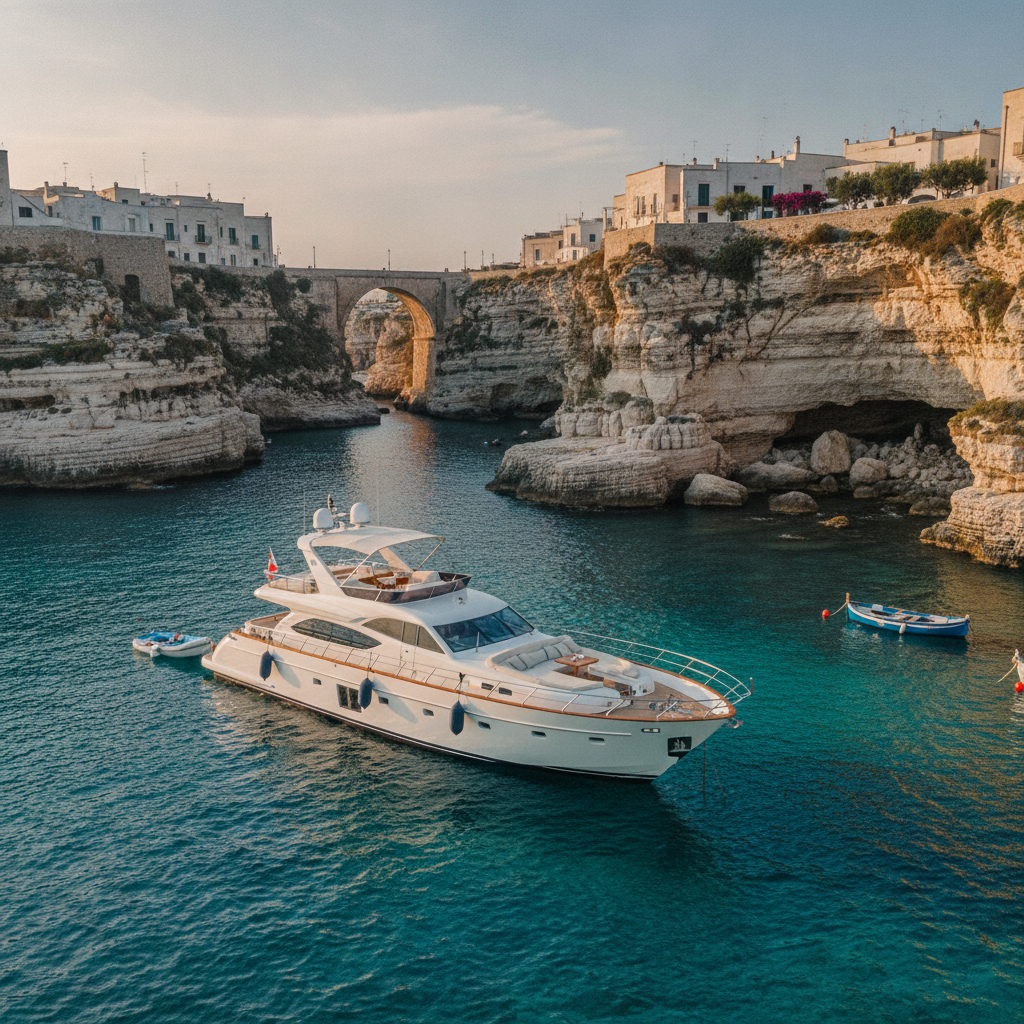 The Turquoise Lagoon of Cala Porto: Polignano Yacht Charter